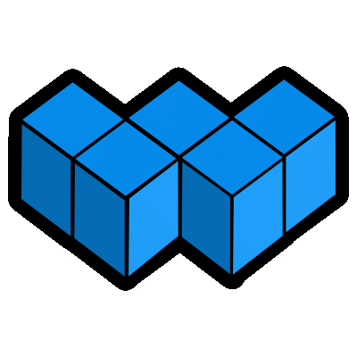 Waltr logo. Cubes in the shape of a W.